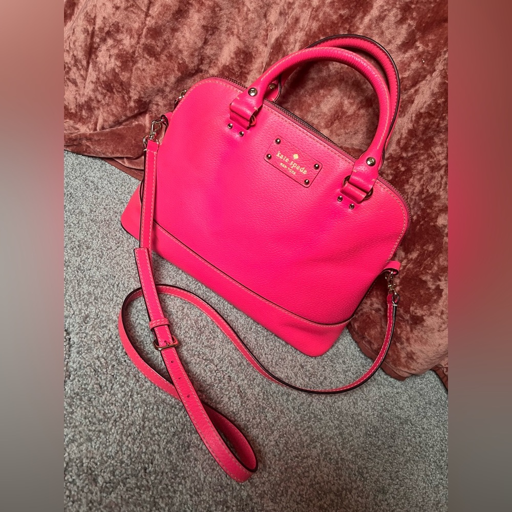 kate spade Hot Pink Leather Crossbody Satchel - Picture 2 of 16